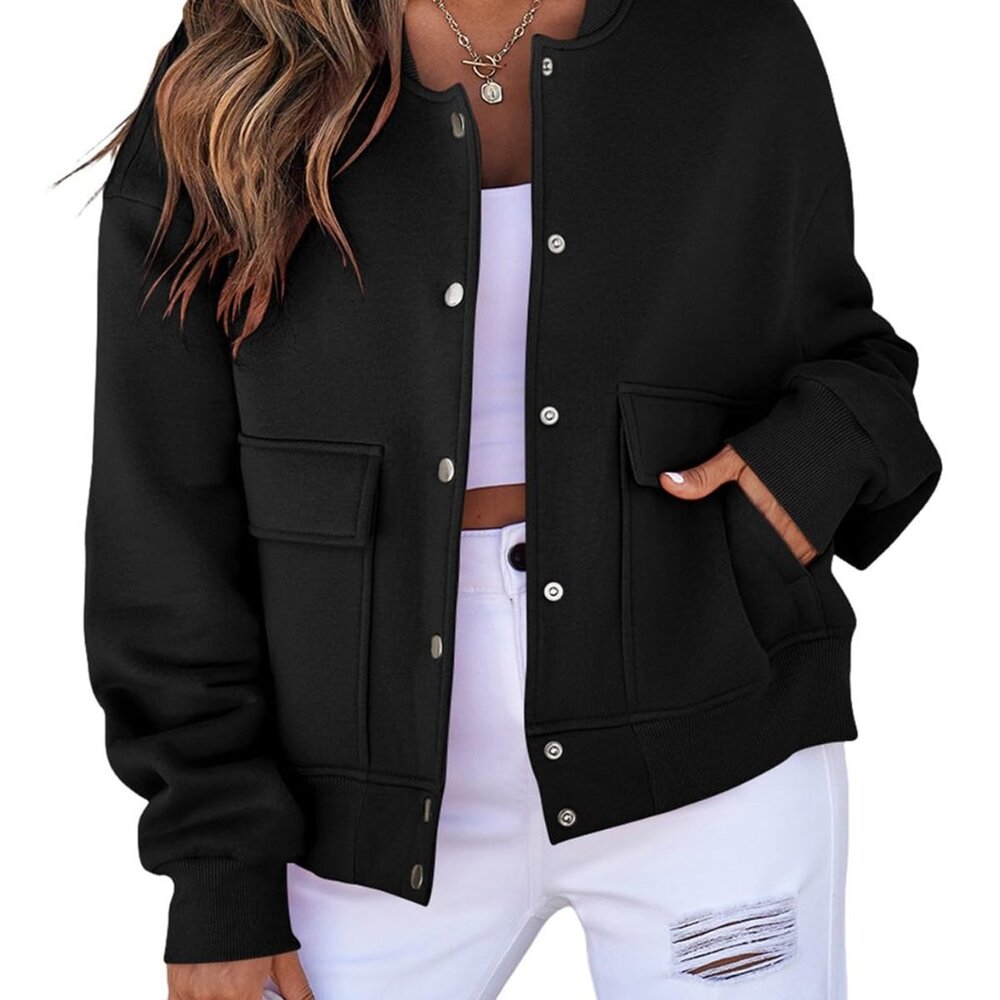 Cropped Shacket Jacket Long Sleeve Lightweight Ca… - image 1
